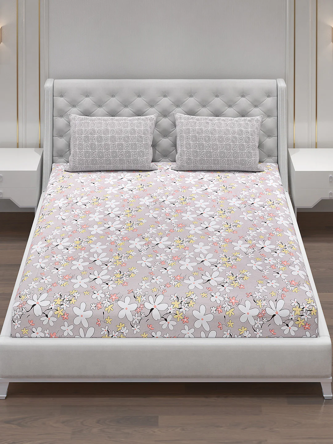 120 GSM Polyester Double Bed Bedsheet with 2 Pillow Covers - Updated - Updated - Image 2