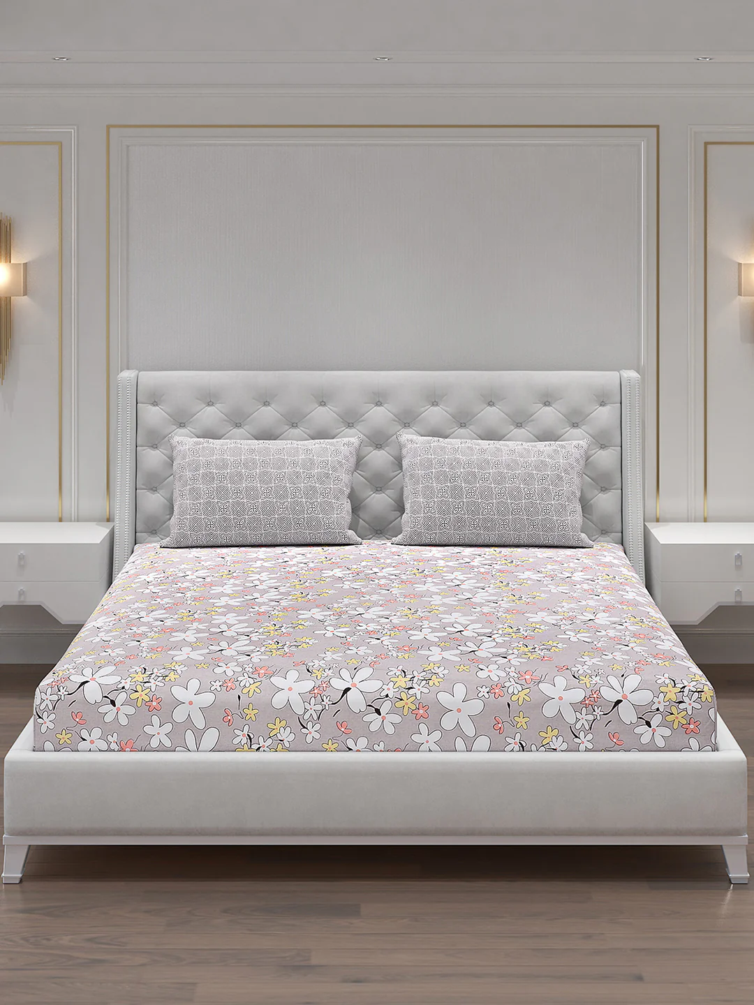 120 GSM Polyester Double Bed Bedsheet with 2 Pillow Covers - Updated - Updated - Image 3