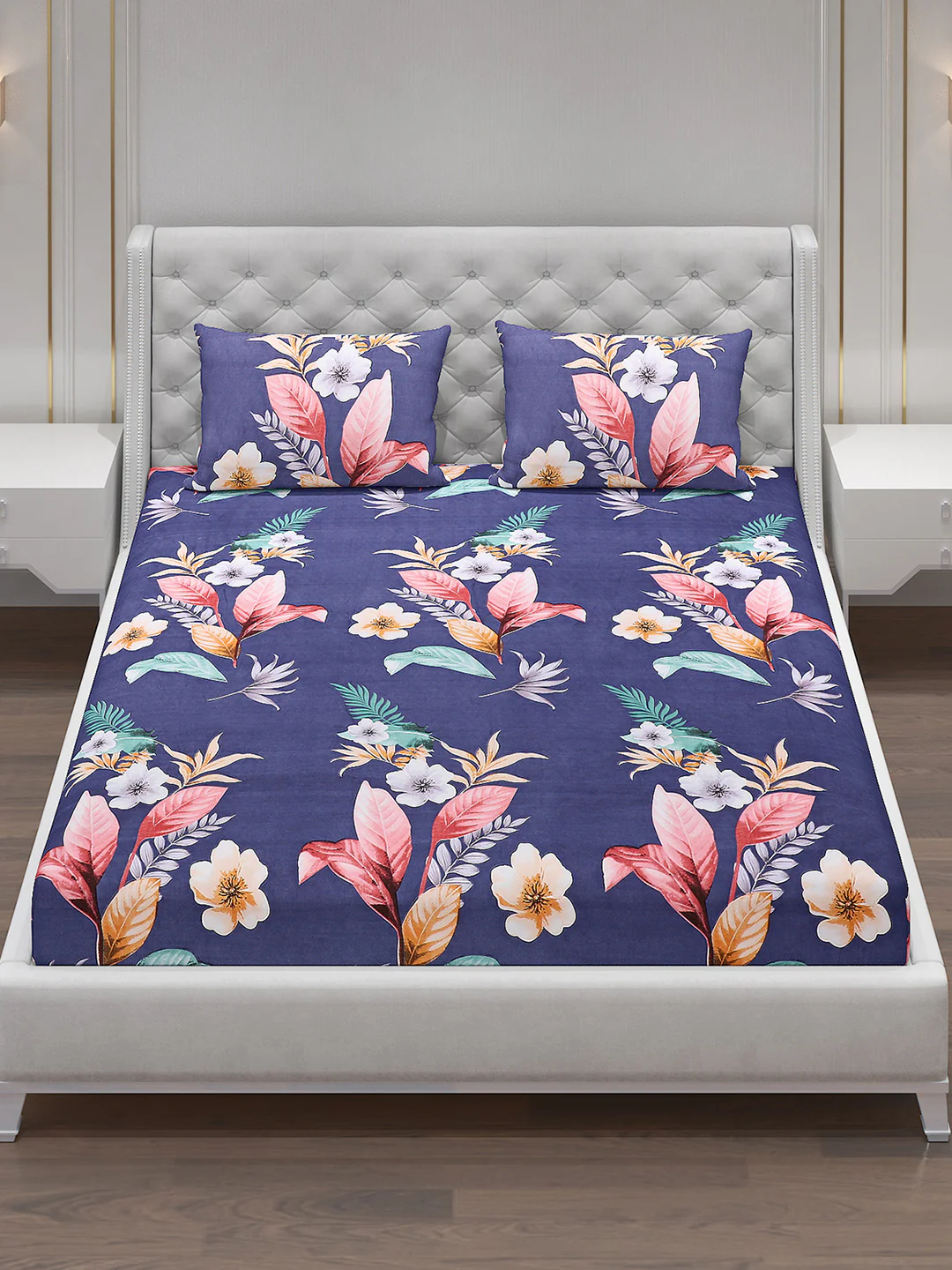 120 GSM Polyester Double Bed Bedsheet with 2 Pillow Covers - Updated - Updated - Image 2