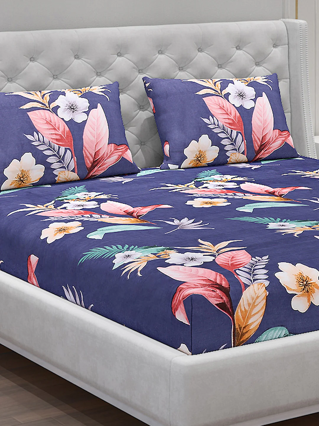 120 GSM Polyester Double Bed Bedsheet with 2 Pillow Covers - Updated - Updated - Image 5
