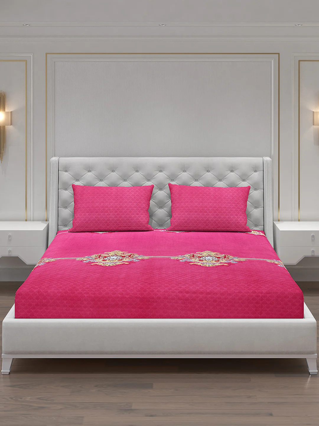 120 GSM Polyester Double Bed Bedsheet with 2 Pillow Covers - Updated - Updated - Image 3