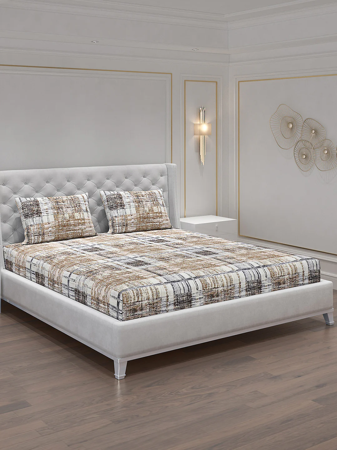 120 GSM Polyester Double Bed Bedsheet with 2 Pillow Covers - Updated - Updated