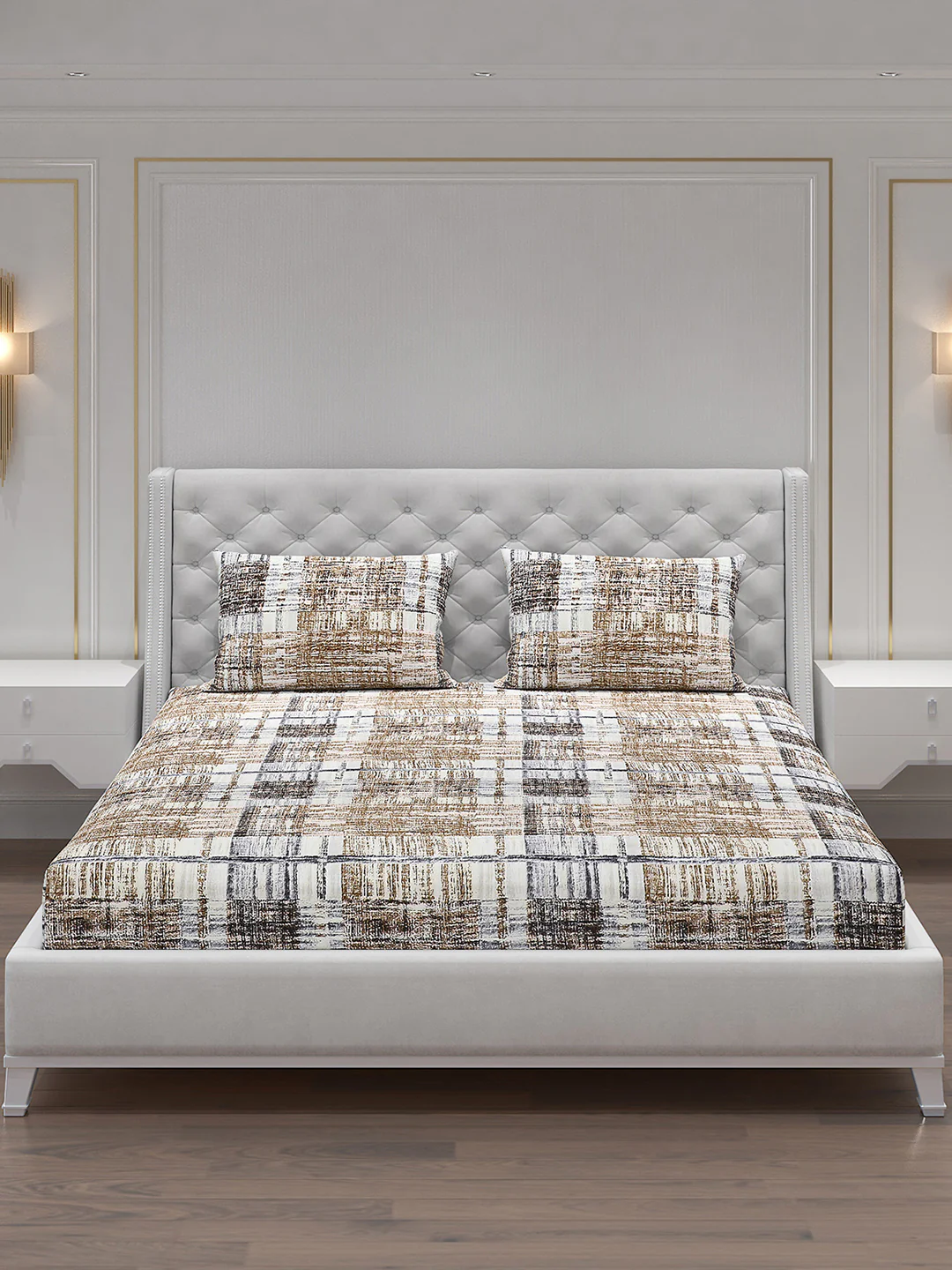 120 GSM Polyester Double Bed Bedsheet with 2 Pillow Covers - Updated - Updated - Image 3