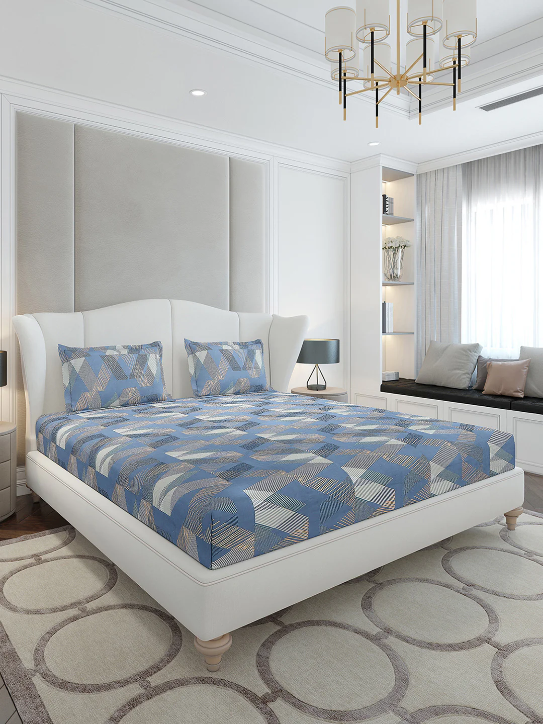 120 GSM Polyester Queen Size 1 Bedsheet with 2 Pillow Covers (Occasion)