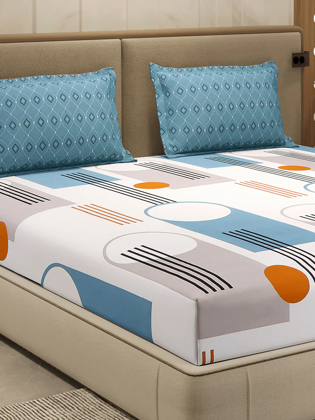 130 GSM Polyester Double Bed 1 Bedsheet with 2 Pillow Cover (Immortal)