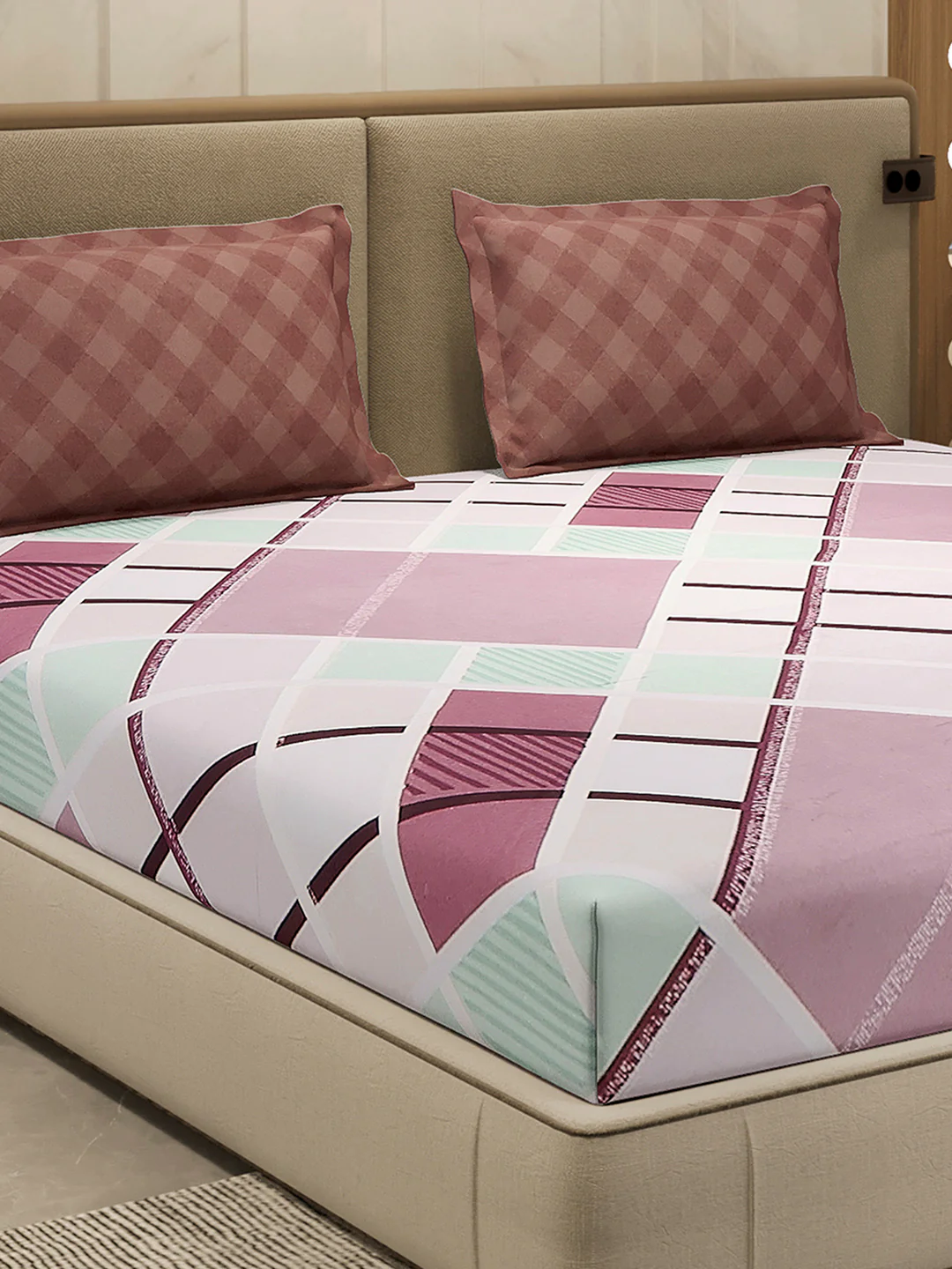 130 GSM Polyester Double Bed 1 Bedsheet with 2 Pillow Cover (Immortal)