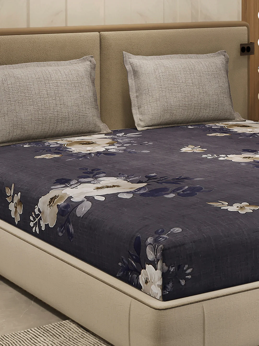 130 GSM Polyester Double Bed 1 Bedsheet with 2 Pillow Cover (Immortal)