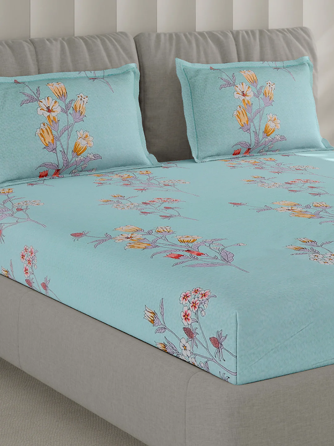 130 GSM Polyester Double Bed 1 Bedsheet with 2 Pillow Covers (Fashnik)