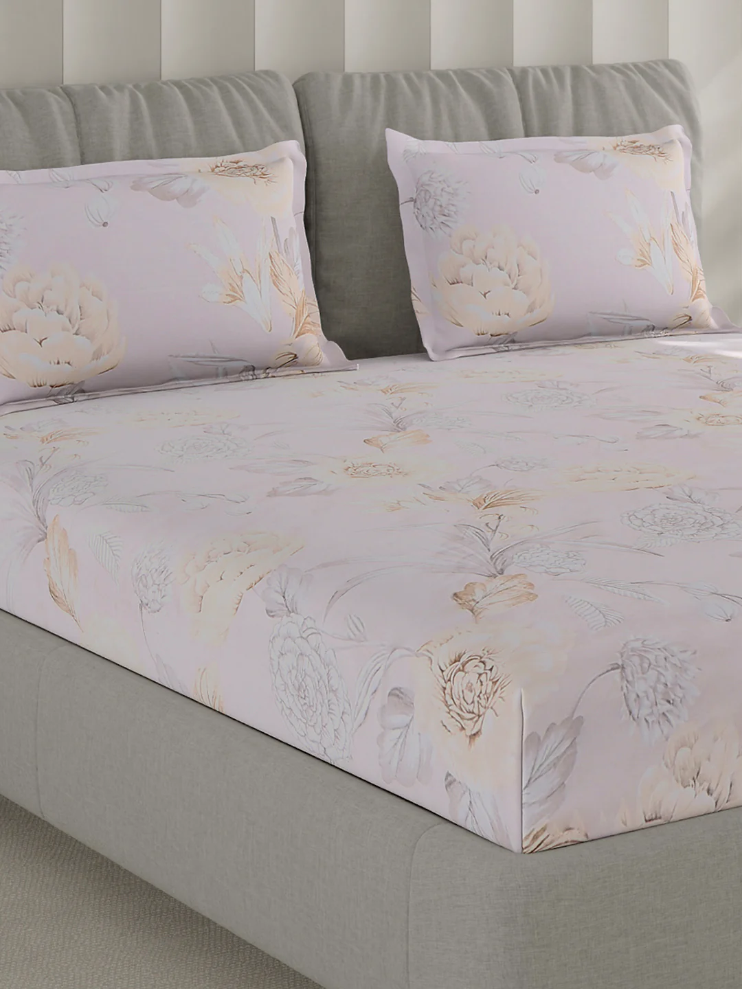 130 GSM Polyester Double Bed 1 Bedsheet with 2 Pillow Covers (Fashnik)