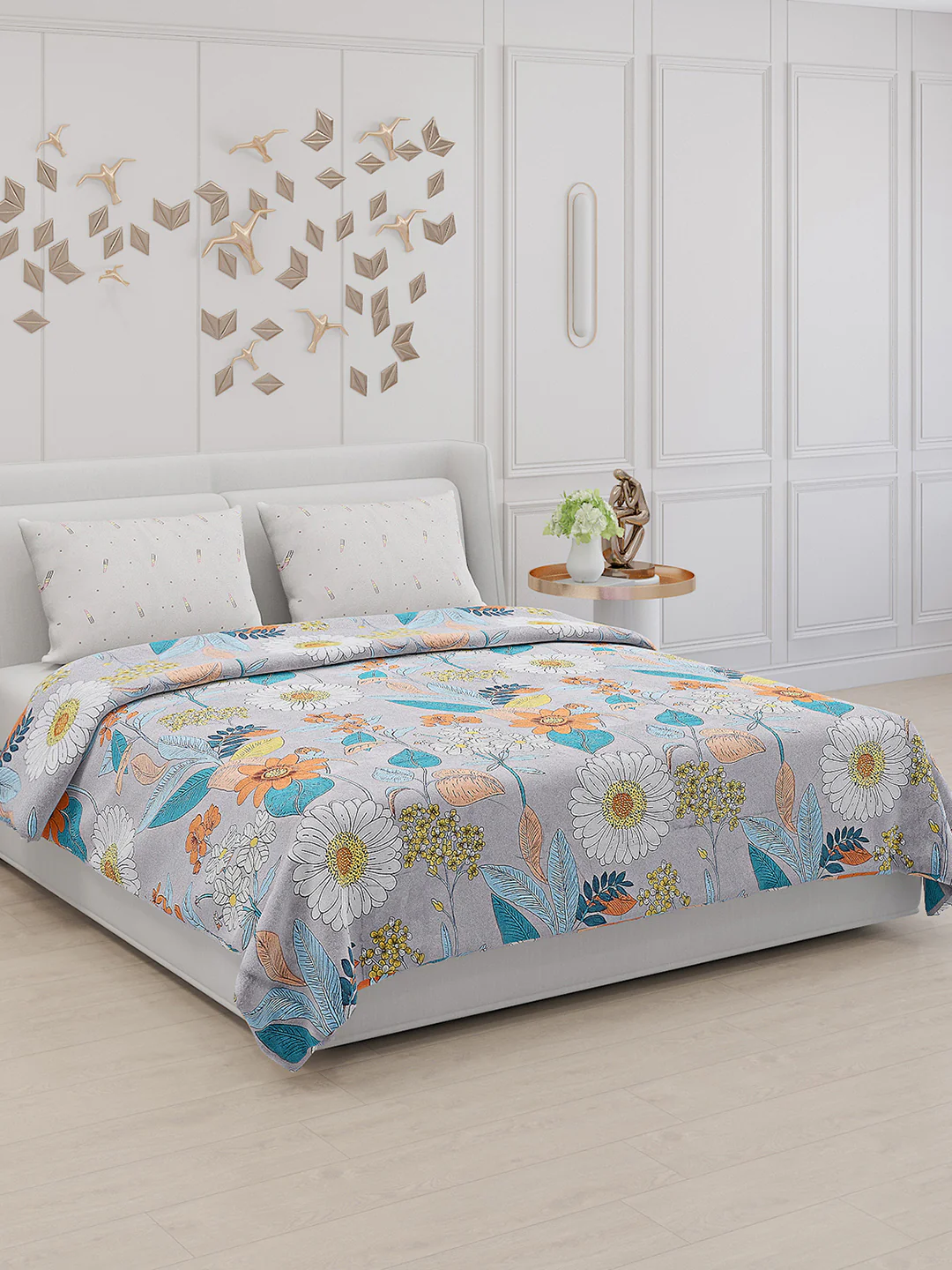 130 GSM Polyester Double Bed Bedsheet with 2 Pillow Covers