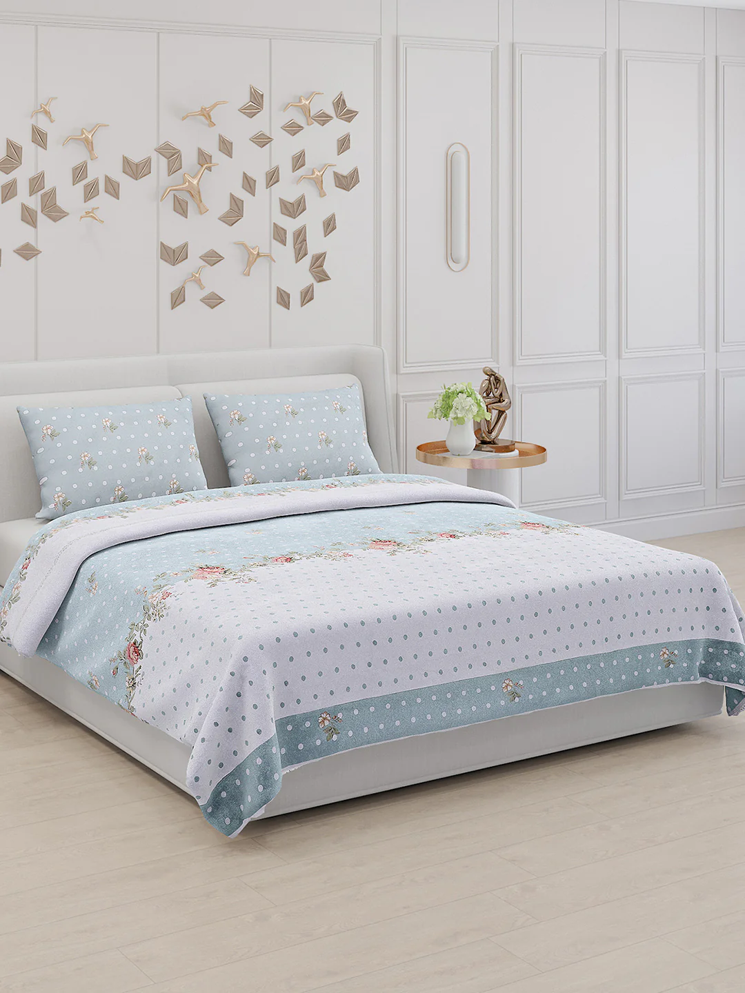 130 GSM Polyester Double Bed Bedsheet with 2 Pillow Covers