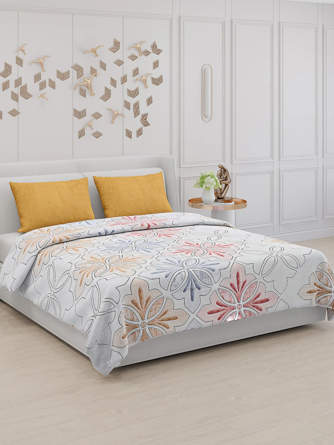 130 GSM Polyester Double Bed Bedsheet with 2 Pillow Covers