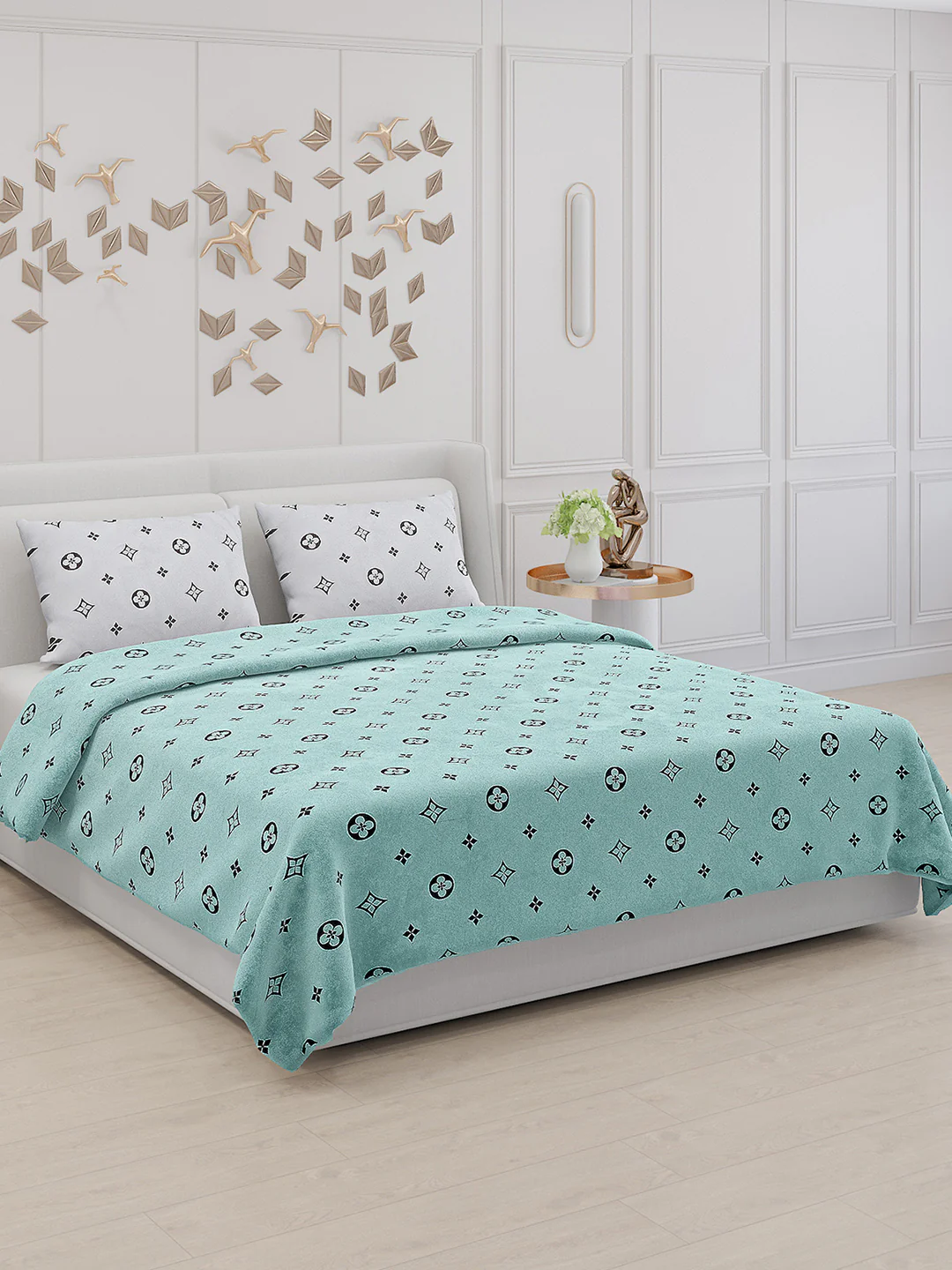 130 GSM Polyester Double Bed Bedsheet with 2 Pillow Covers
