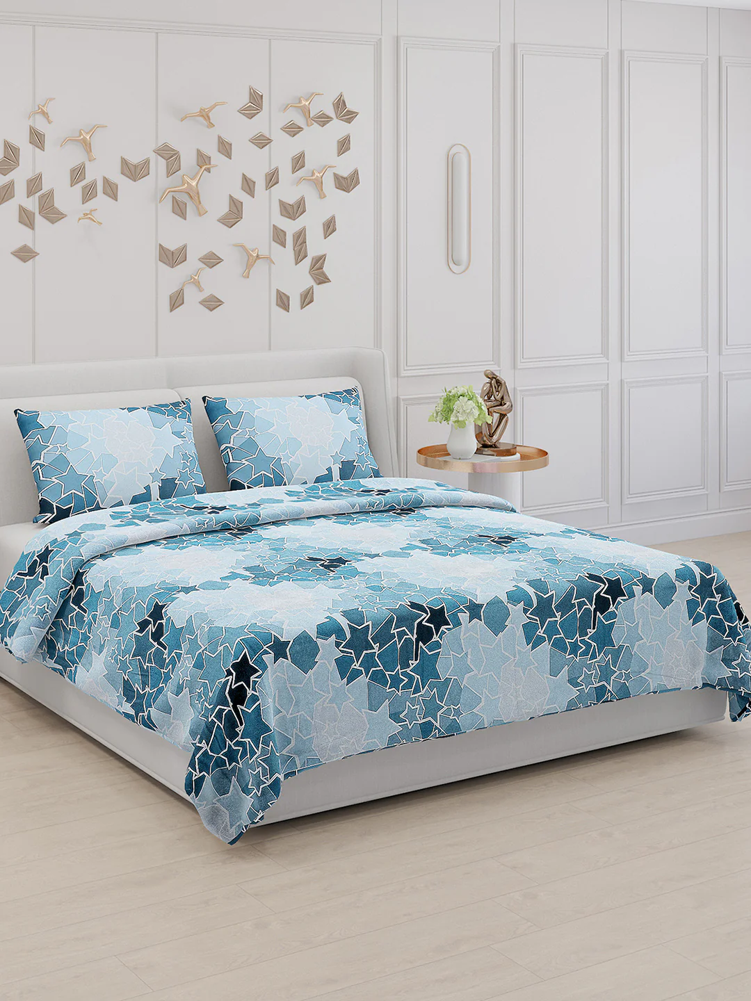 130 GSM Polyester Double Bed Bedsheet with 2 Pillow Covers
