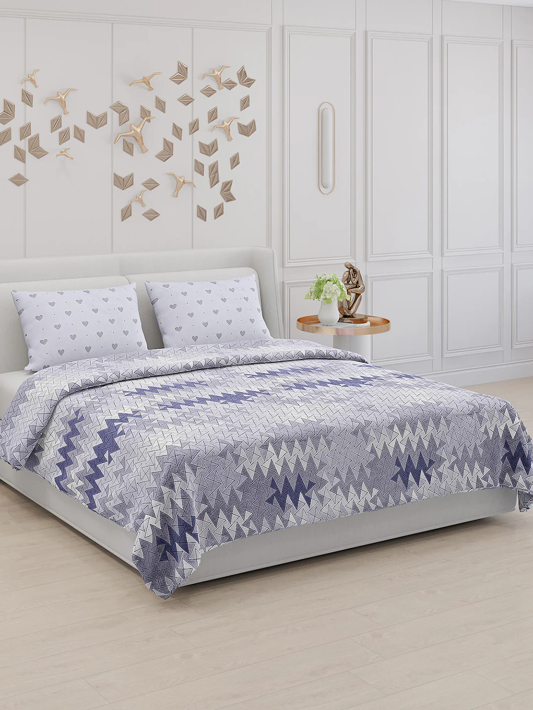 130 GSM Polyester Double Bed Bedsheet with 2 Pillow Covers