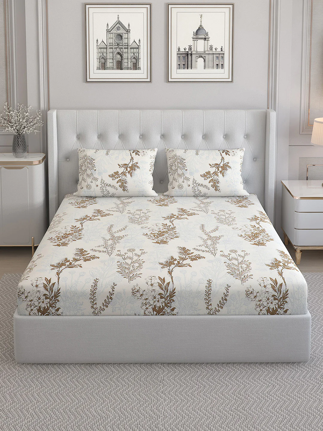 130 GSM Polyester Double Bed Bedsheet with 2 Pillow Covers - Image 3