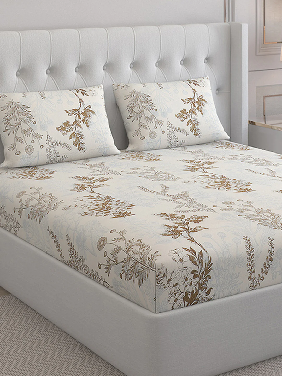 130 GSM Polyester Double Bed Bedsheet with 2 Pillow Covers - Image 5