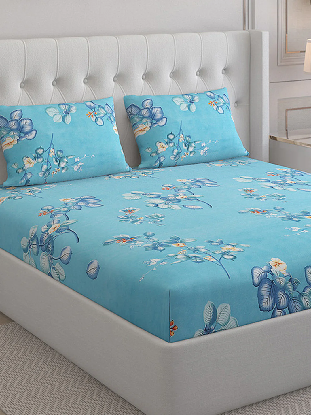 130 GSM Polyester Double Bed Bedsheet with 2 Pillow Covers - Image 5