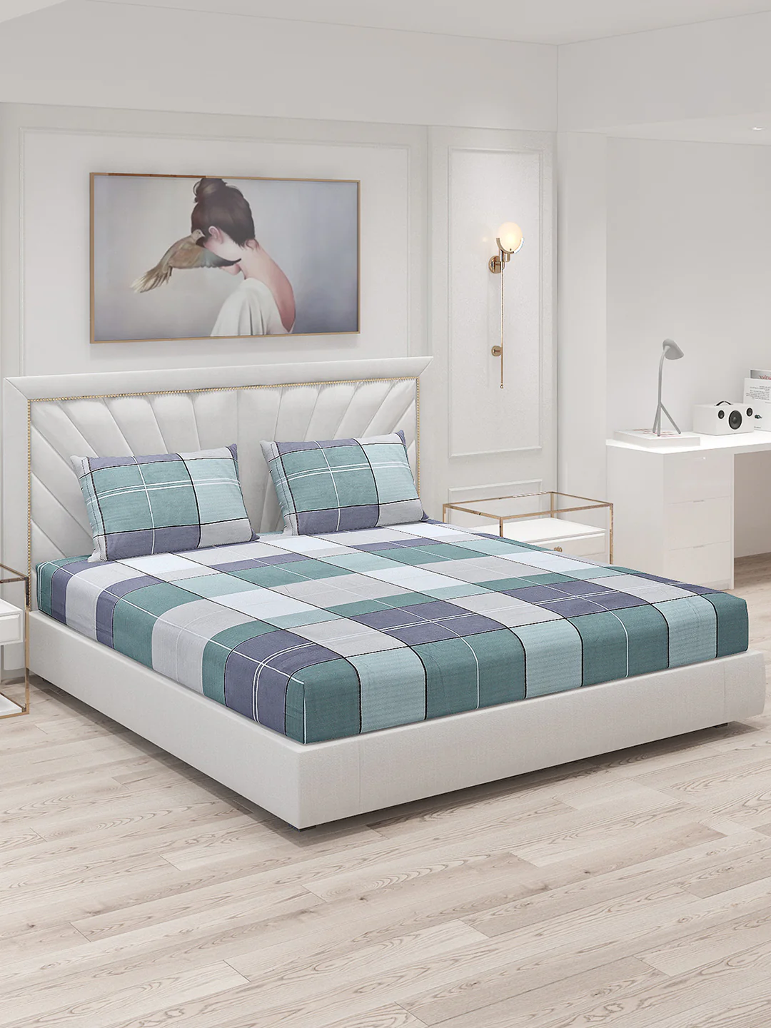 130 GSM Polyester Double Bed Bedsheet with 2 Pillow Covers