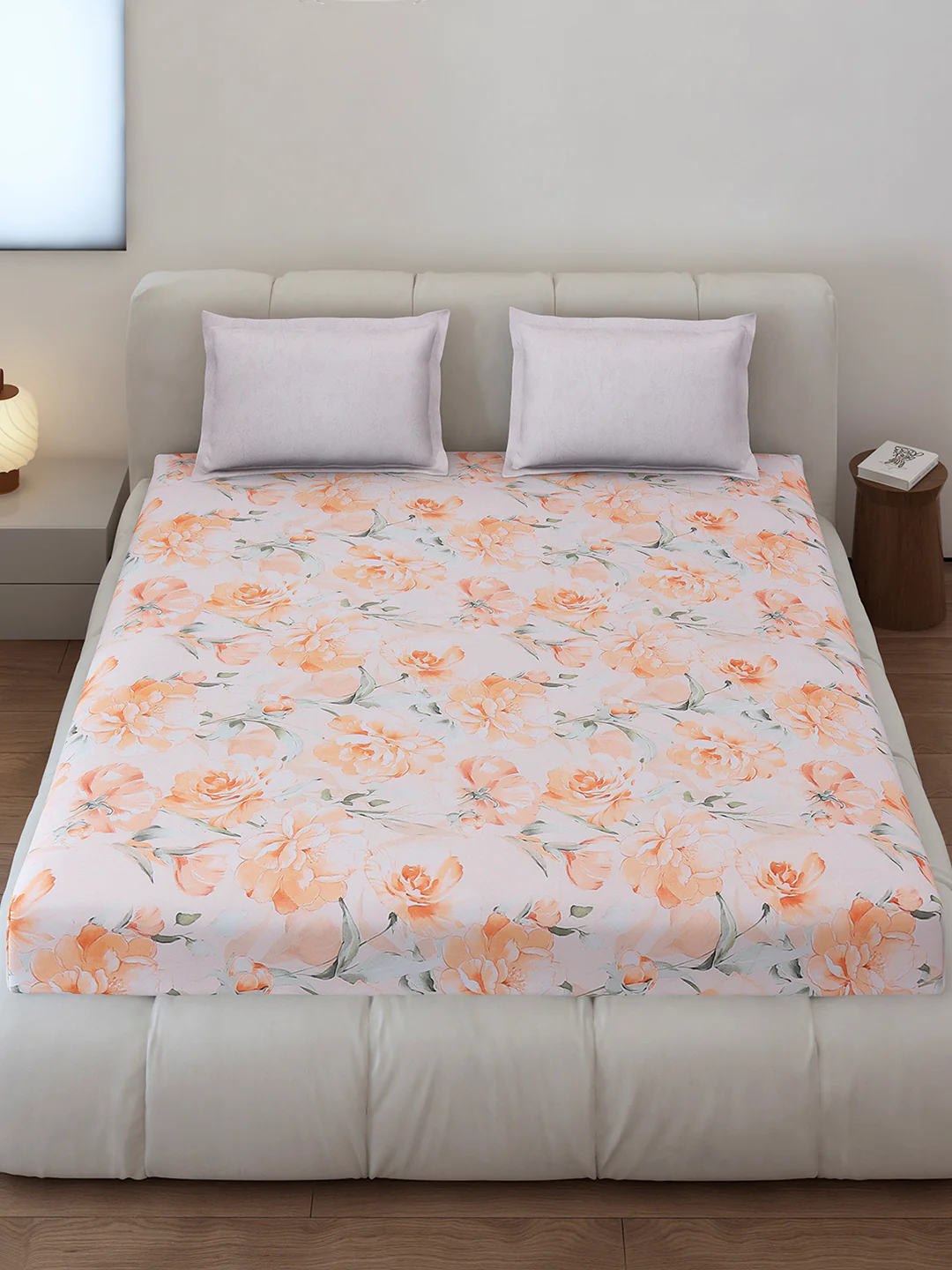 130 GSM Polyester King Size 1 Bedsheet with 2 Pillow Covers (Edmond)