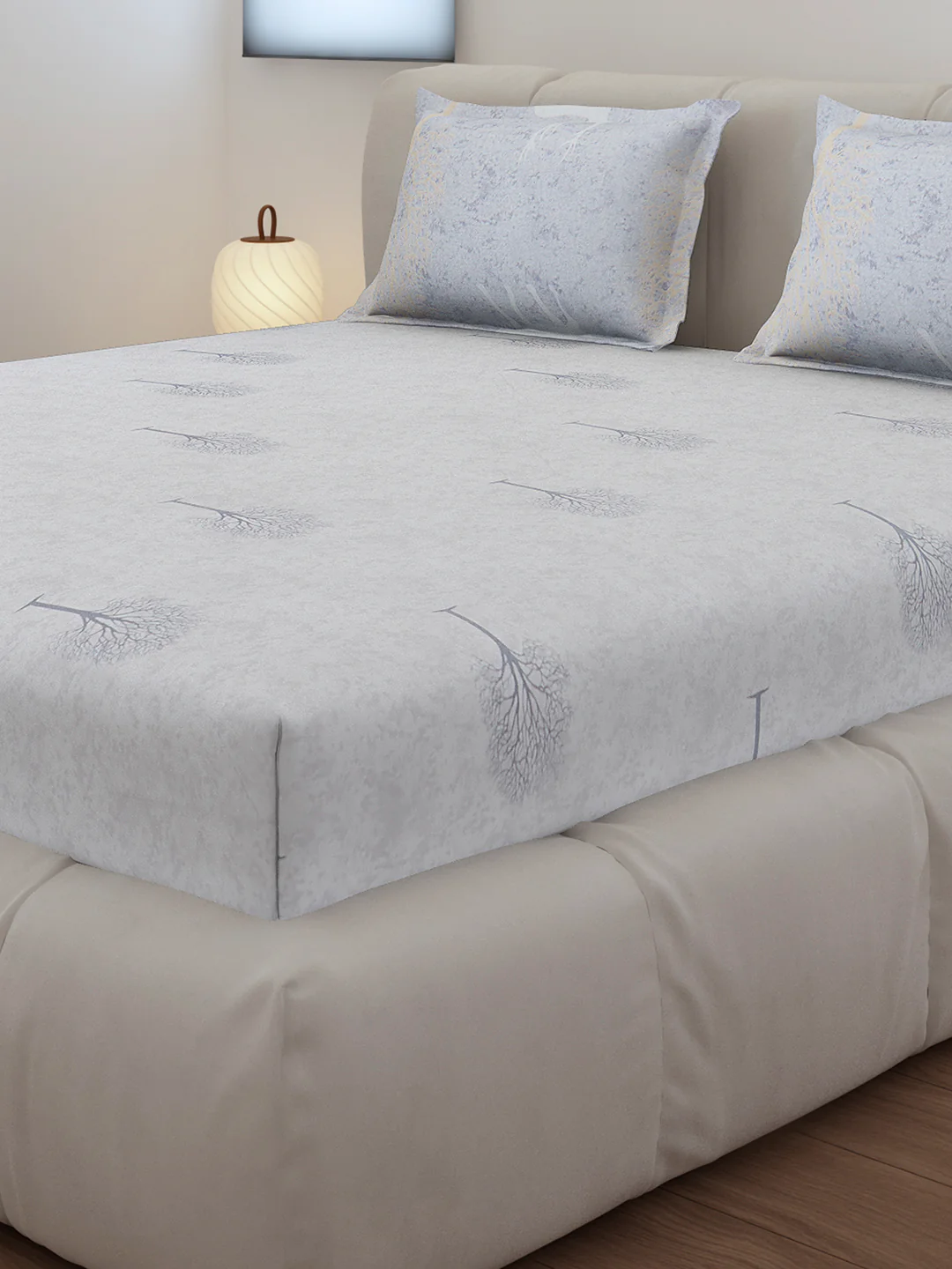130 GSM Polyester King Size 1 Bedsheet with 2 Pillow Covers (Edmond)
