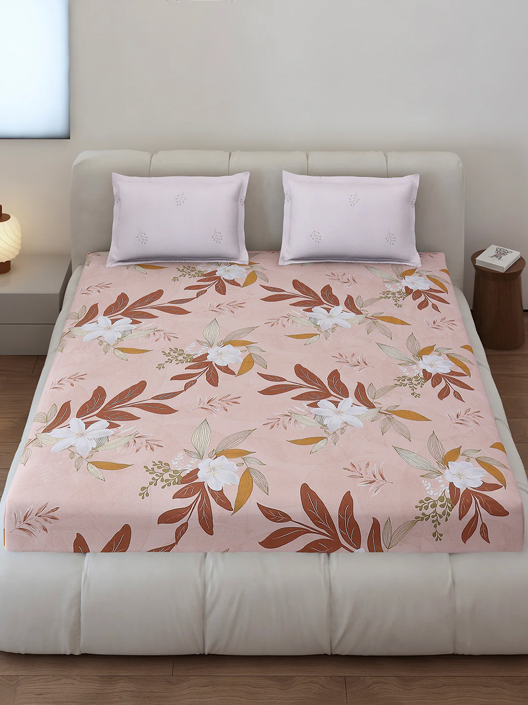 130 GSM Polyester King Size 1 Bedsheet with 2 Pillow Covers (Edmond)