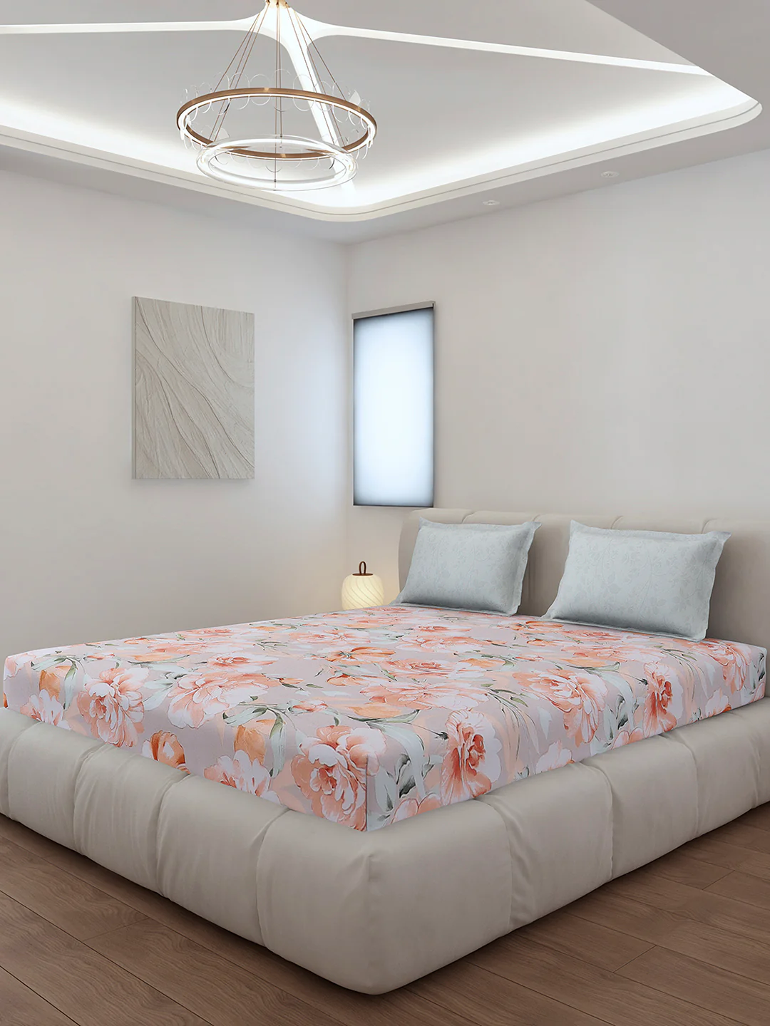 130 GSM Polyester King Size 1 Bedsheet with 2 Pillow Covers (Edmond)