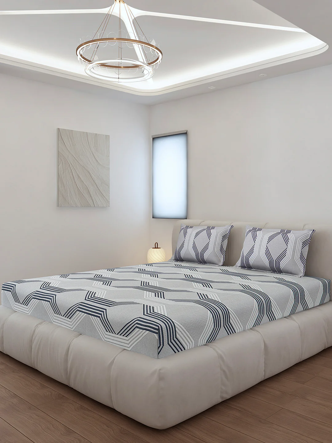 130 GSM Polyester Queen Size 1 Bedsheet with 2 Pillow Covers (Sanskriti)