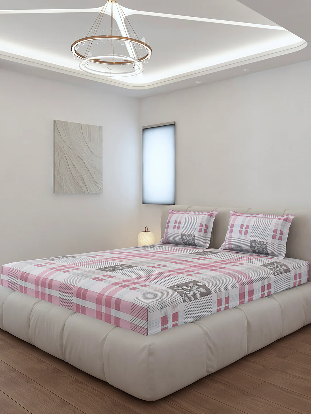 130 GSM Polyester Queen Size 1 Bedsheet with 2 Pillow Covers (Sanskriti)