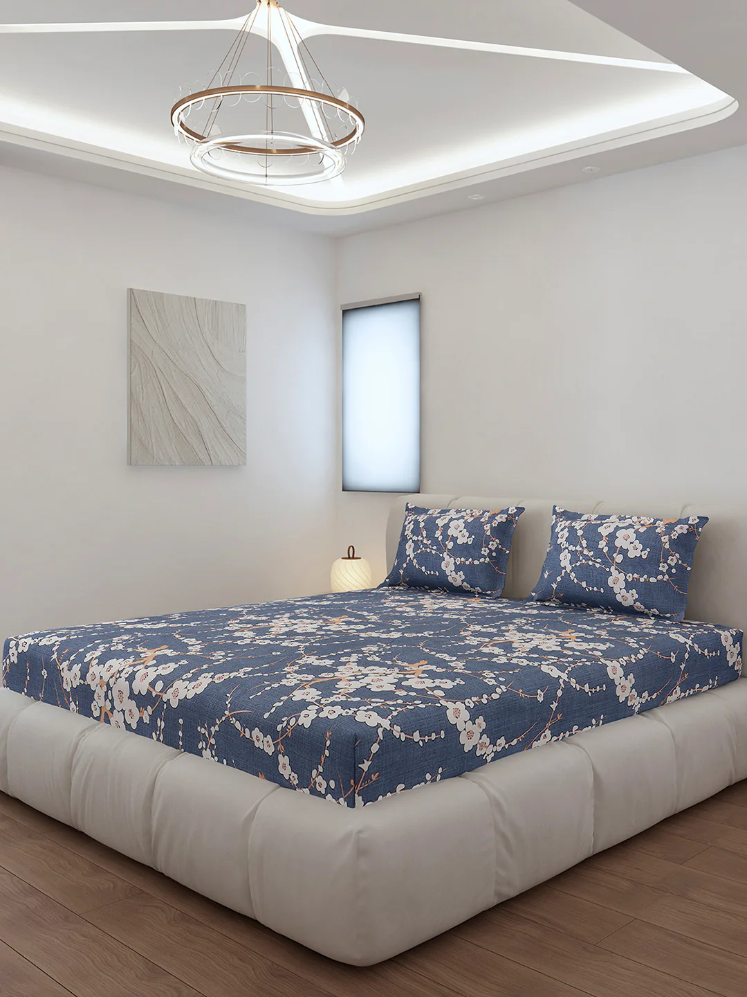 130 GSM Polyester Queen Size 1 Bedsheet with 2 Pillow Covers (Sanskriti)