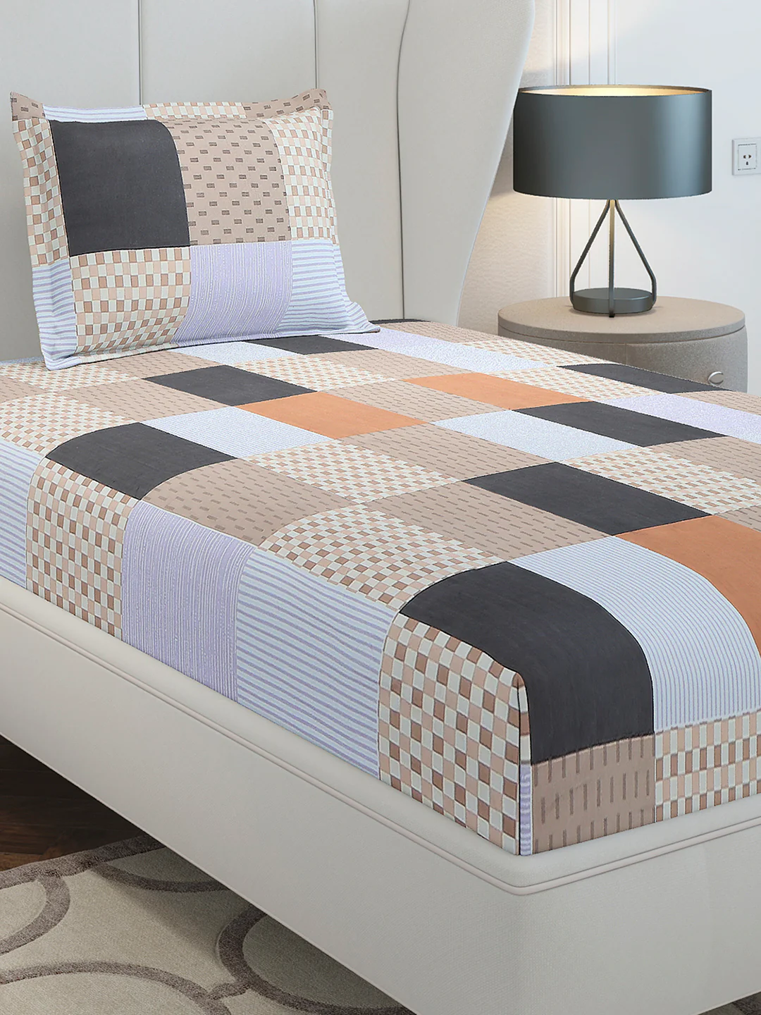 130 GSM Polyester Single Bedsheet with 1 Pillow Cover (Decoy)