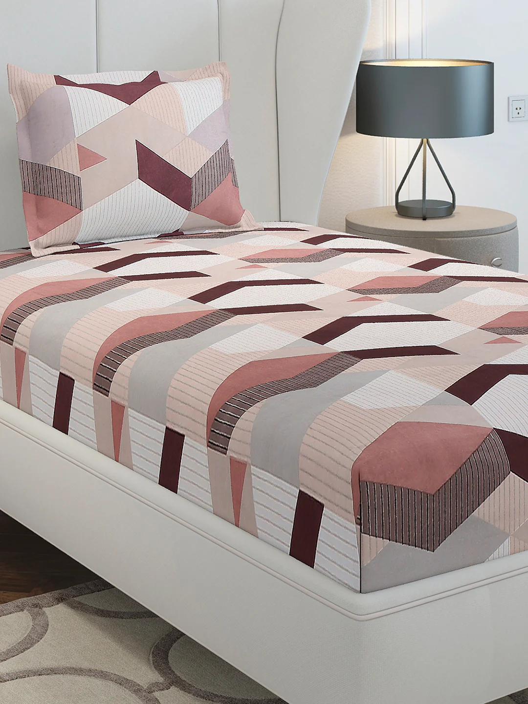130 GSM Polyester Single Bedsheet with 1 Pillow Cover (Decoy)