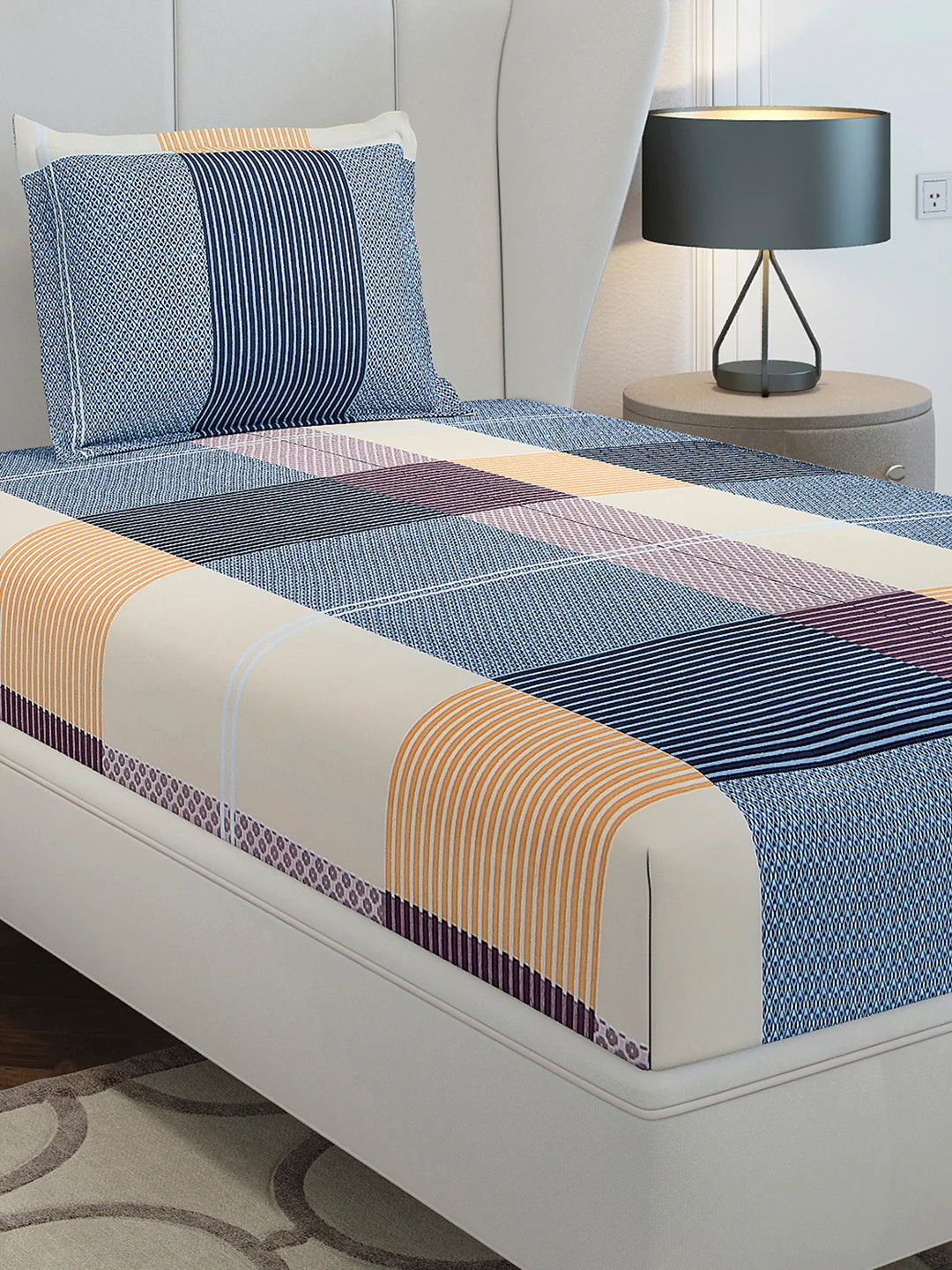 130 GSM Polyester Single Bedsheet with 1 Pillow Cover (Decoy)