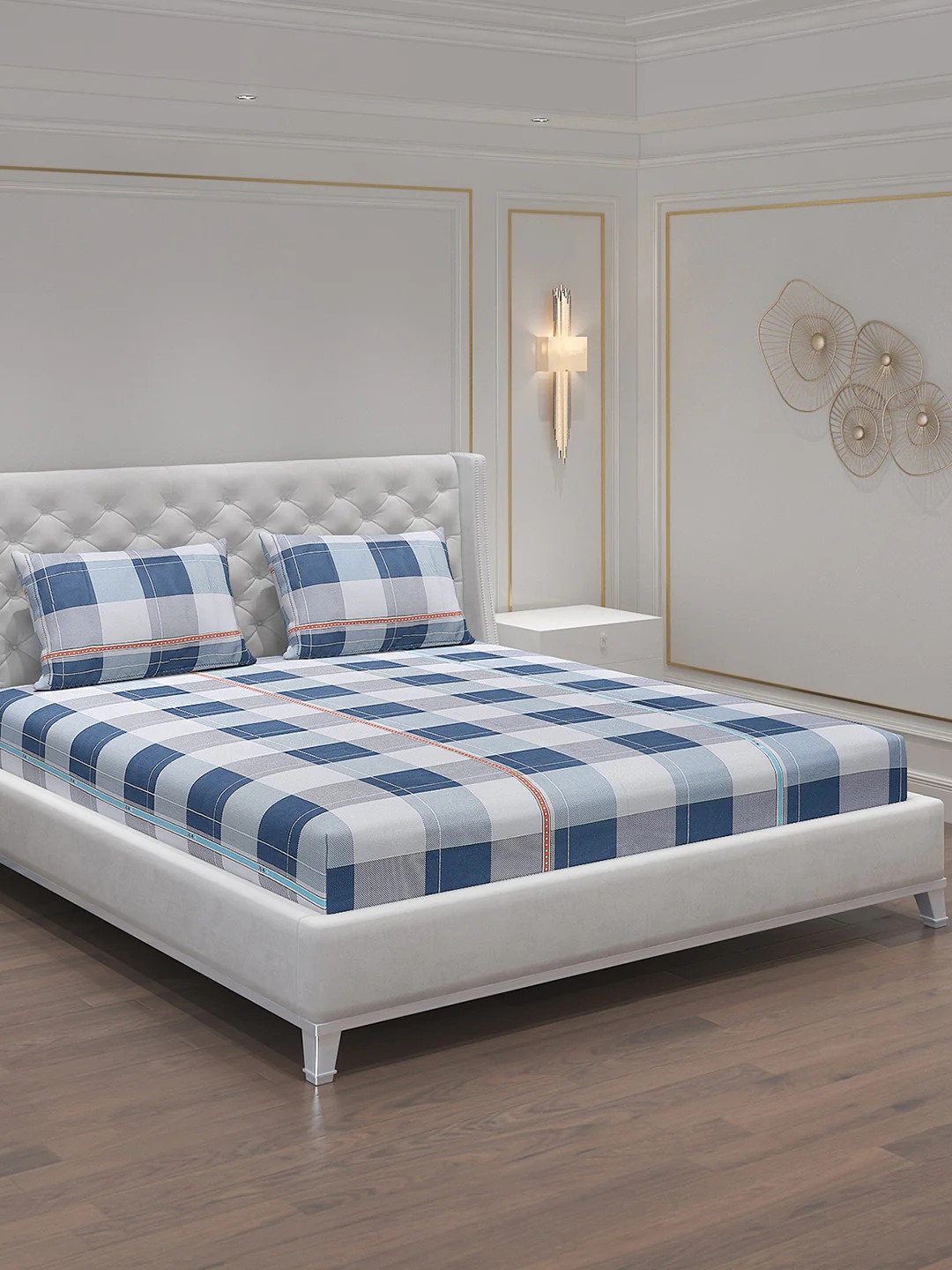 140 GSM Polyester Double Bed Bedsheet with 2 Pillow Covers