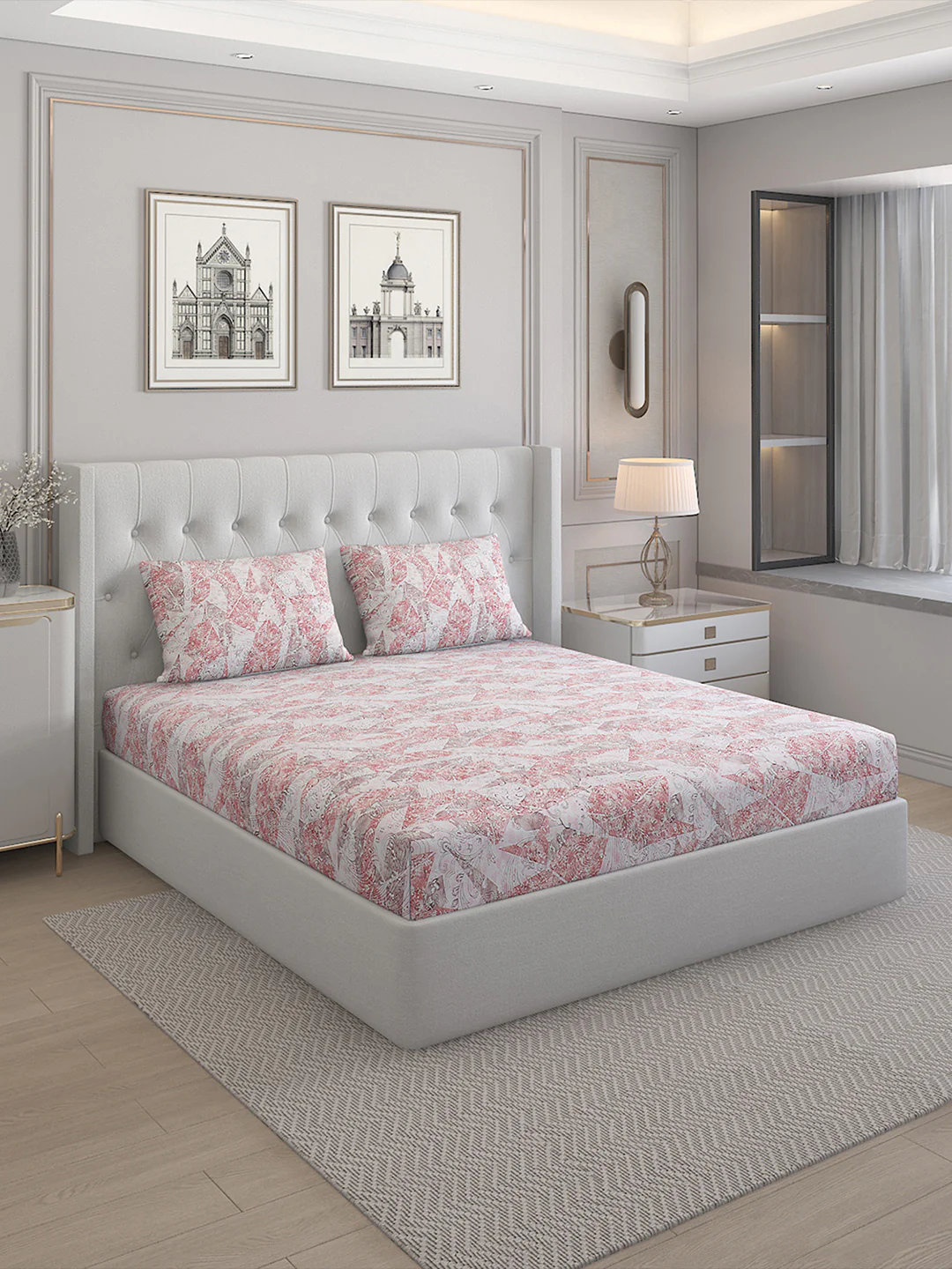 140 TC Cotton Double Bed Bedsheet with 2 Pillow Covers