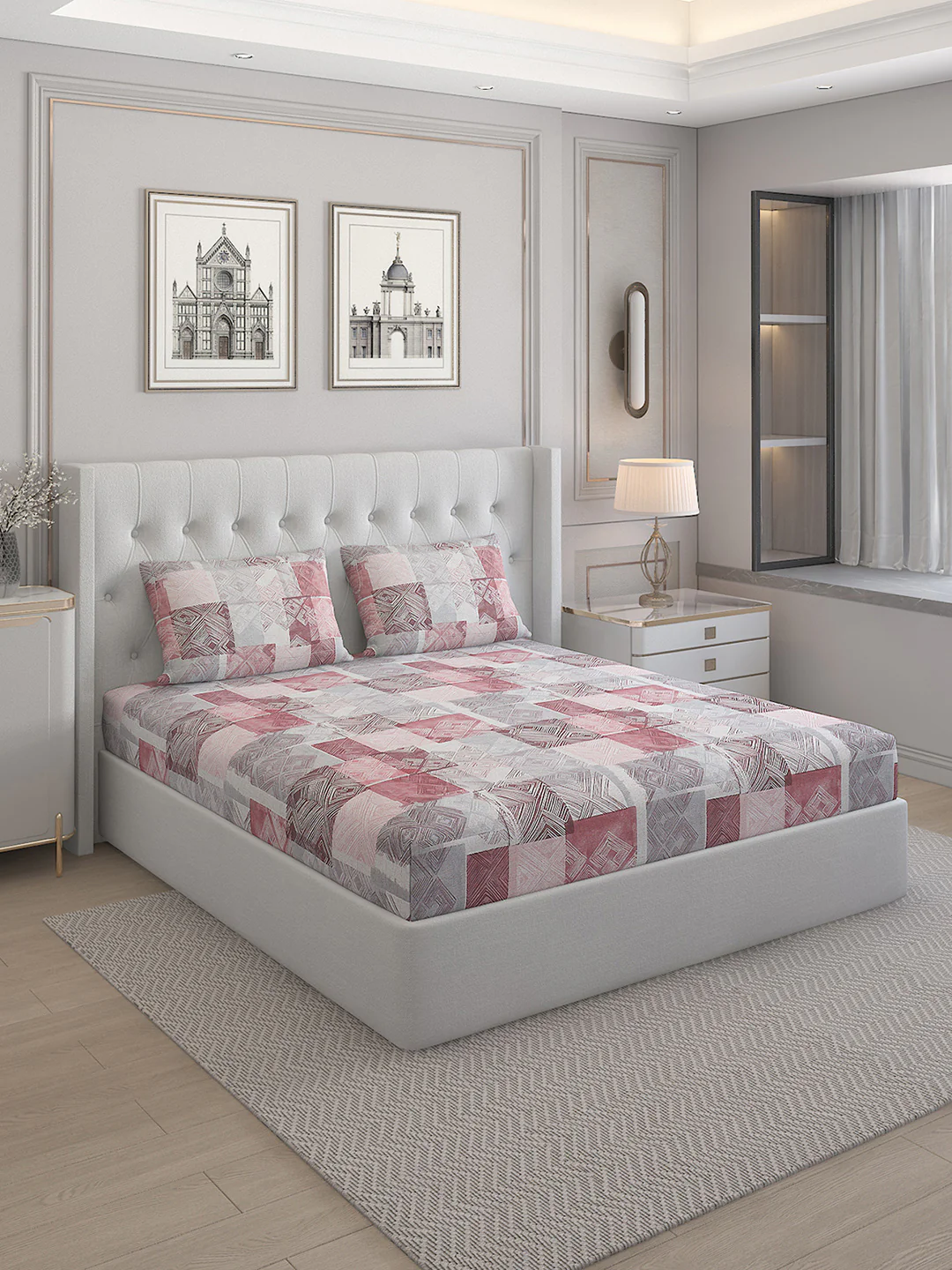 140 TC Cotton Double Bed Bedsheet with 2 Pillow Covers