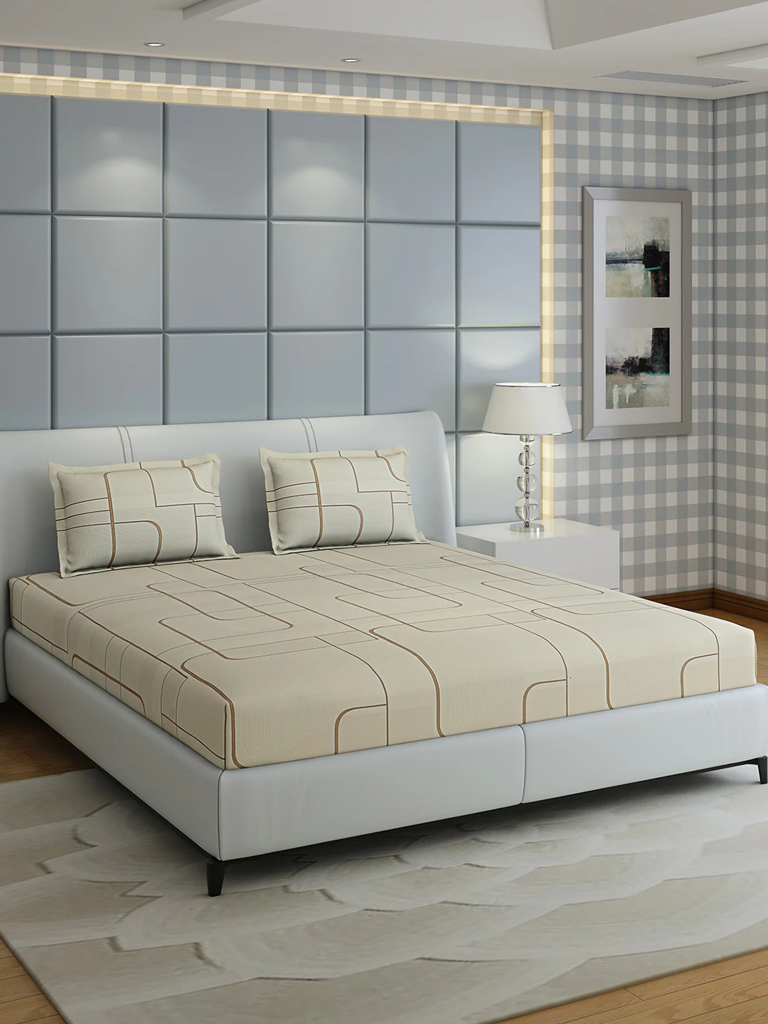 144 TC Cotton Double Bed 1 Bedsheet with 2 Pillow Covers (Fashnik)