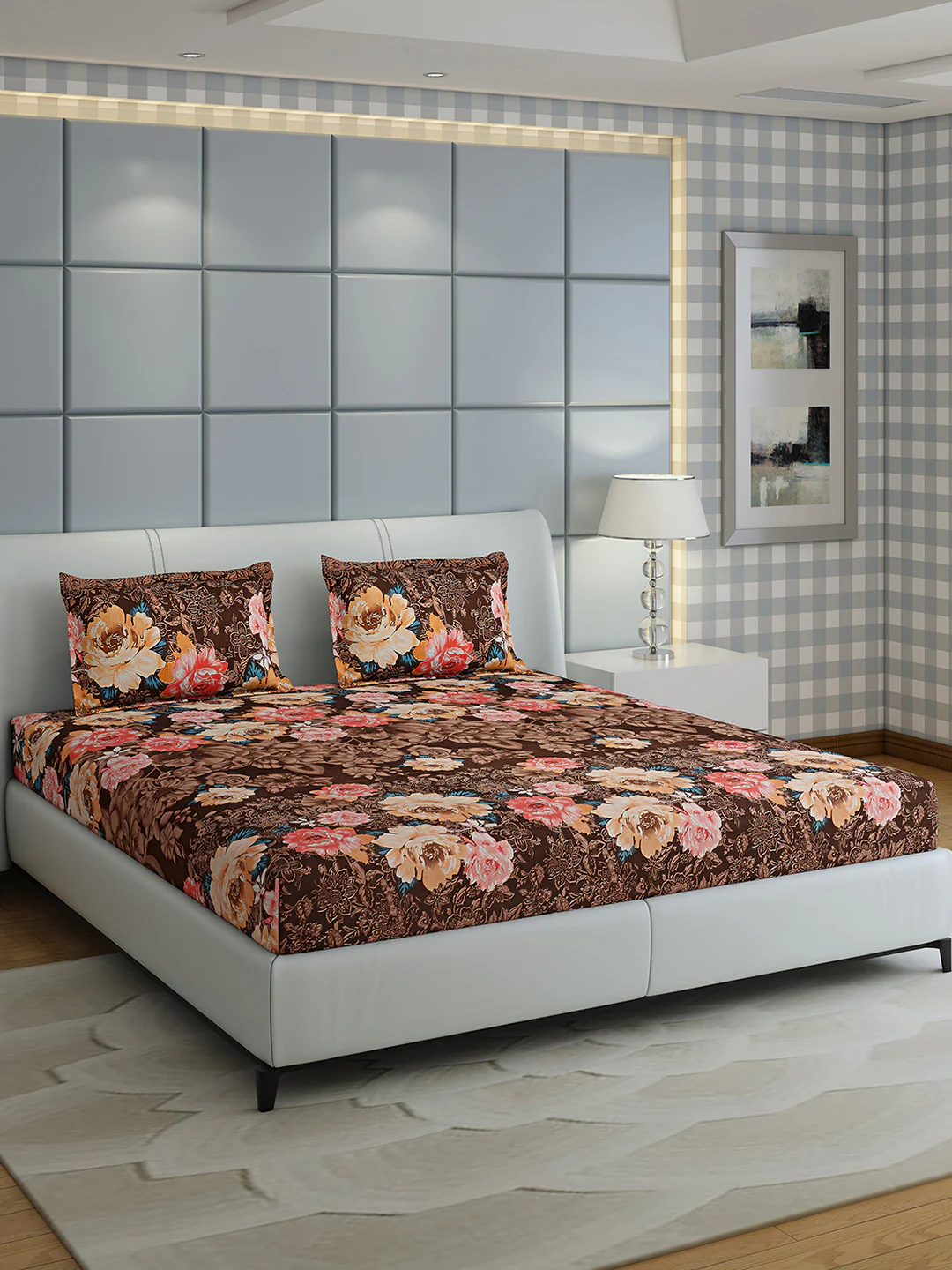 144 TC Cotton Double Bed 1 Bedsheet with 2 Pillow Covers (Fashnik)