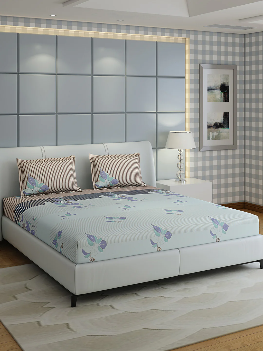 144 TC Cotton Double Bed 1 Bedsheet with 2 Pillow Covers (Fashnik)