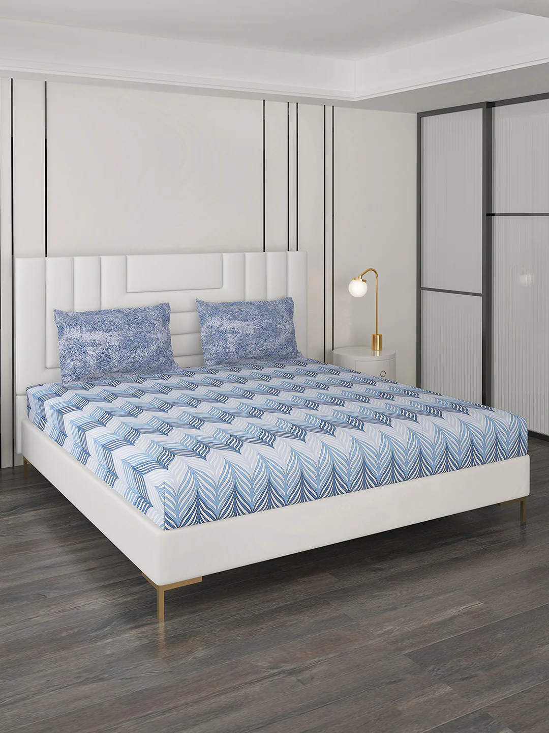 144 TC Cotton Double Bedsheet with 2 Pillow Covers