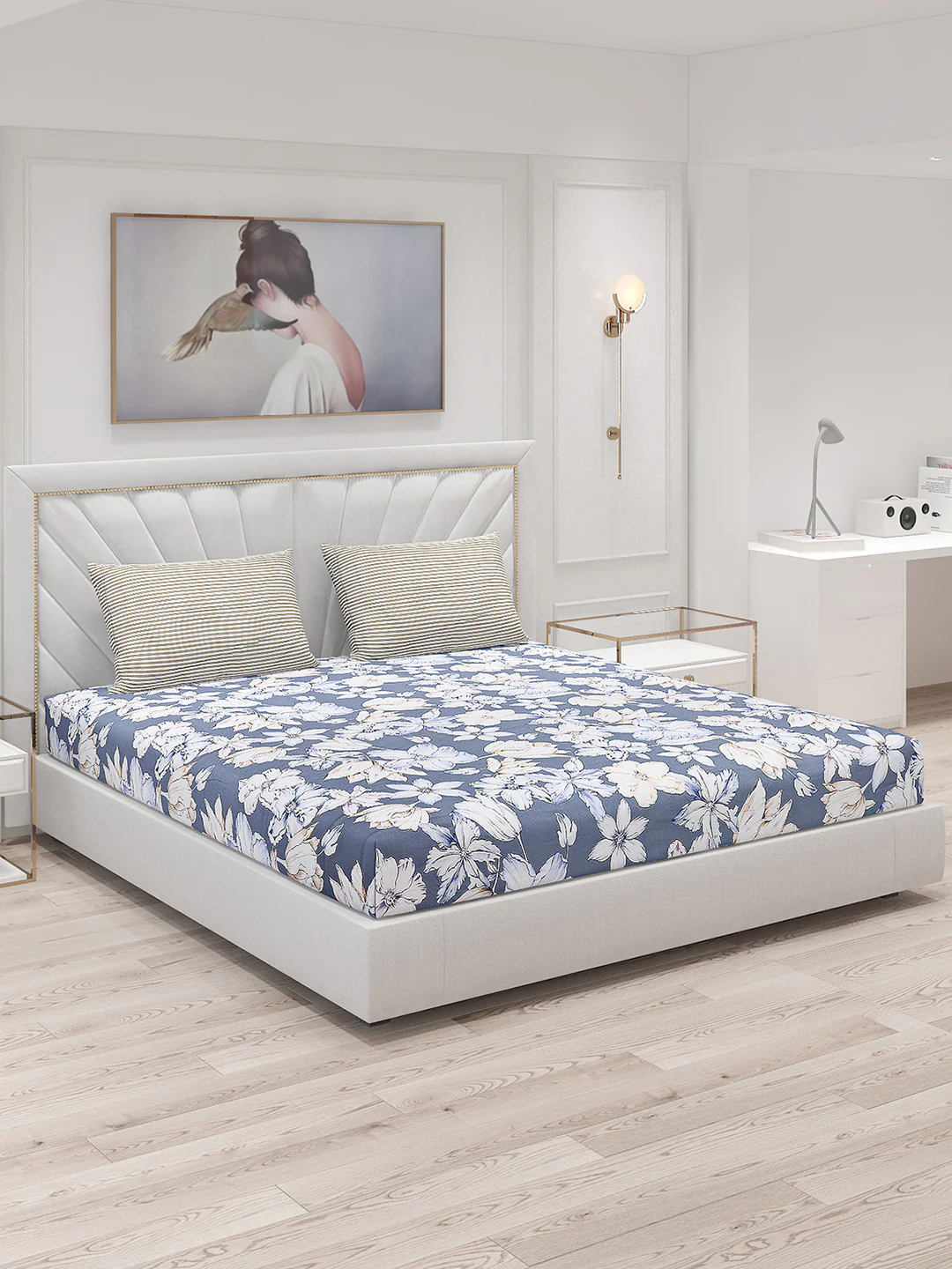 200 TC Cotton Double Bed Bedsheet with 2 Pillow Covers