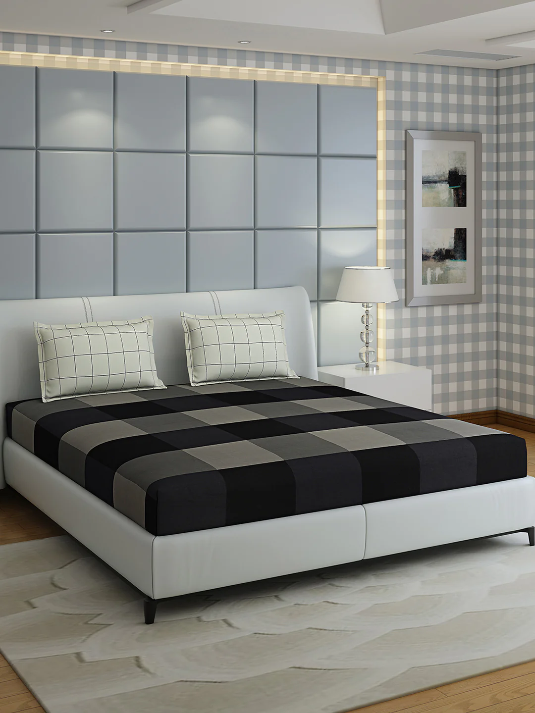 200 TC Cotton Double Bed 1 Bedsheet with 2 Pillow Covers (Ramona)