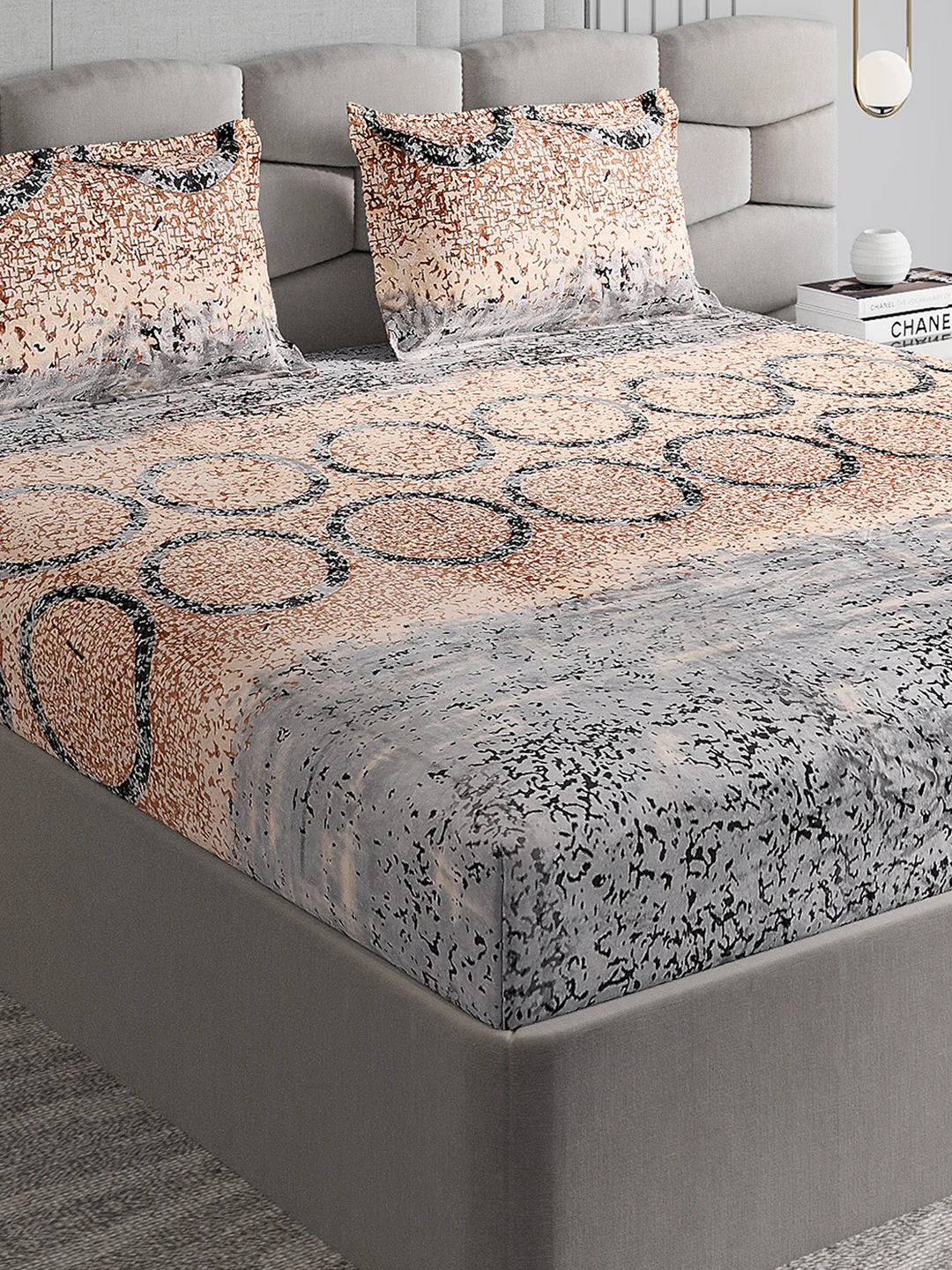247 GSM 100% Polyester King Bed 1 Bedsheet with 2 Pillow Cover (Vibe)