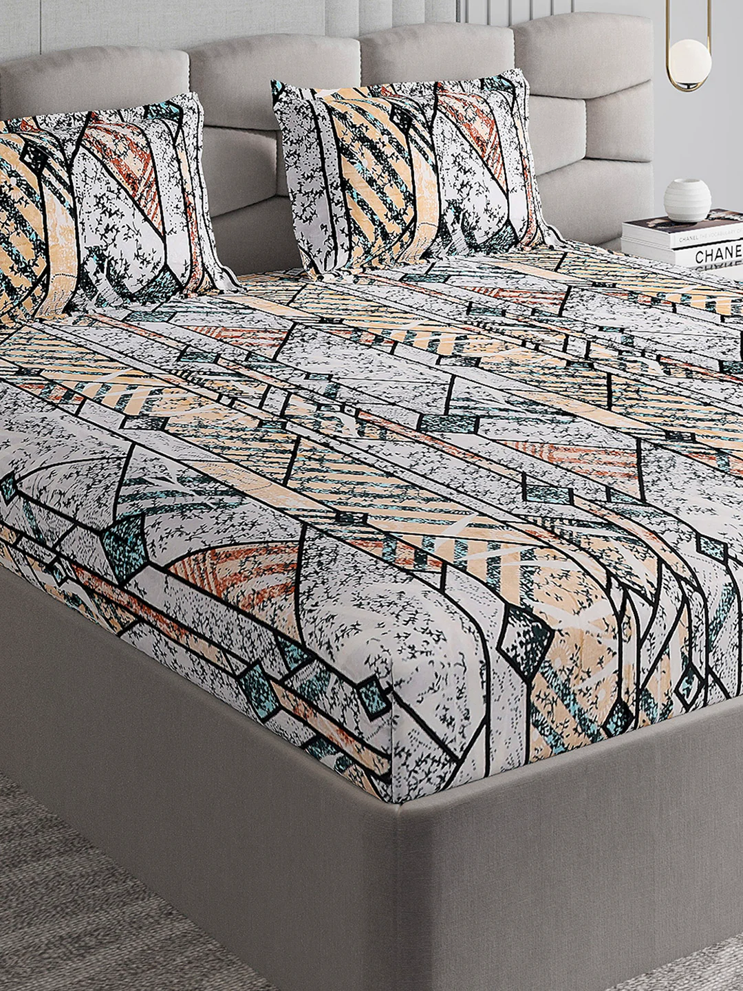 247 GSM 100% Polyester King Bed 1 Bedsheet with 2 Pillow Cover (Vibe)