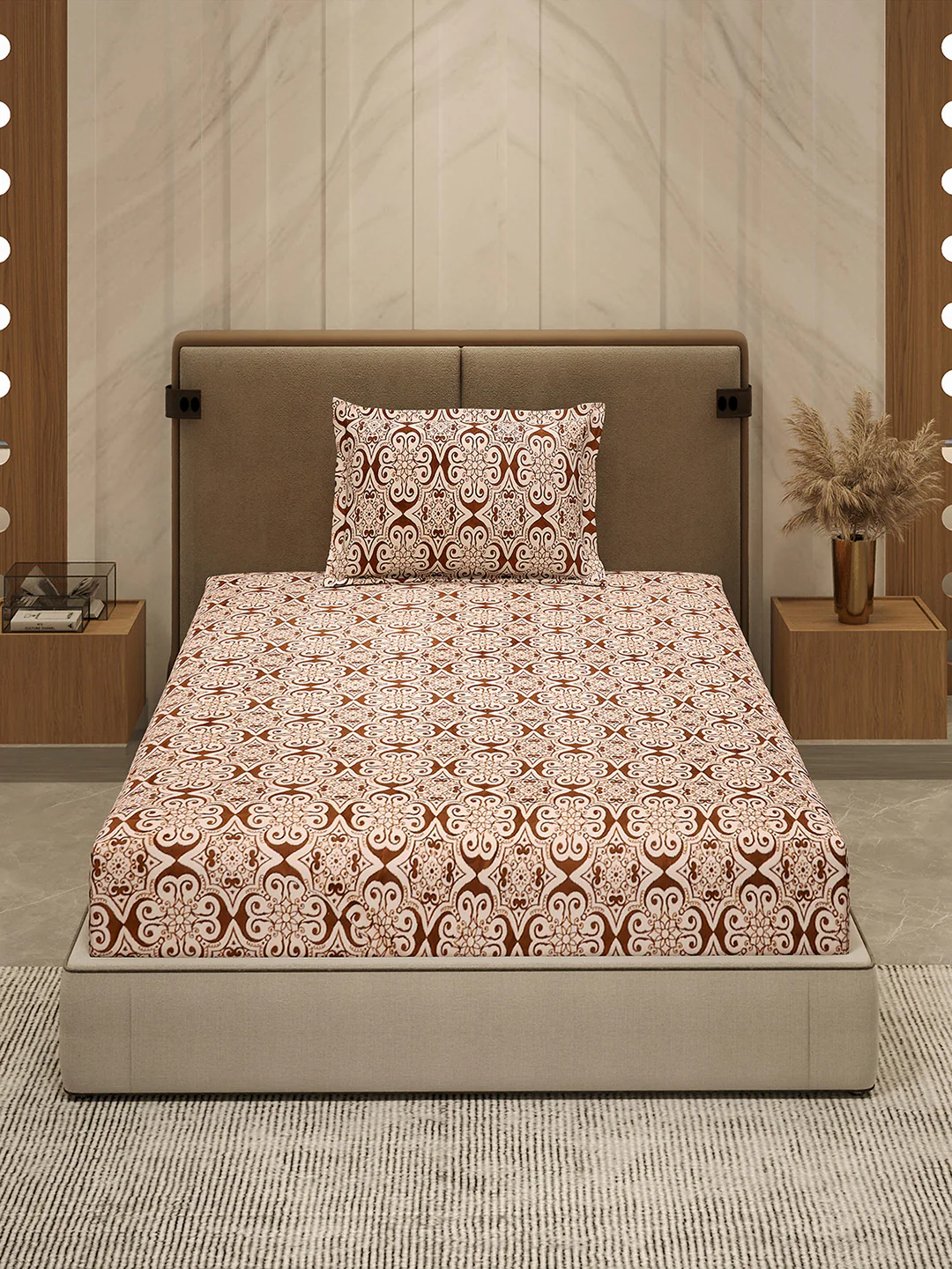 264 GSM 100% Polyester Single Bed 1 Bedsheet with 1 Pillow Cover (Nixie Piece) - Image 2
