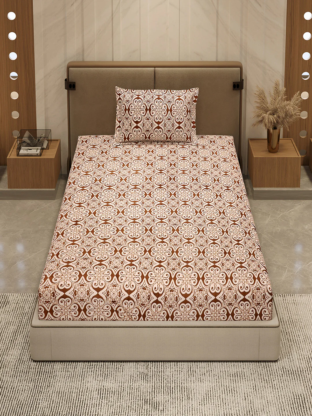 264 GSM 100% Polyester Single Bed 1 Bedsheet with 1 Pillow Cover (Nixie Piece) - Image 3