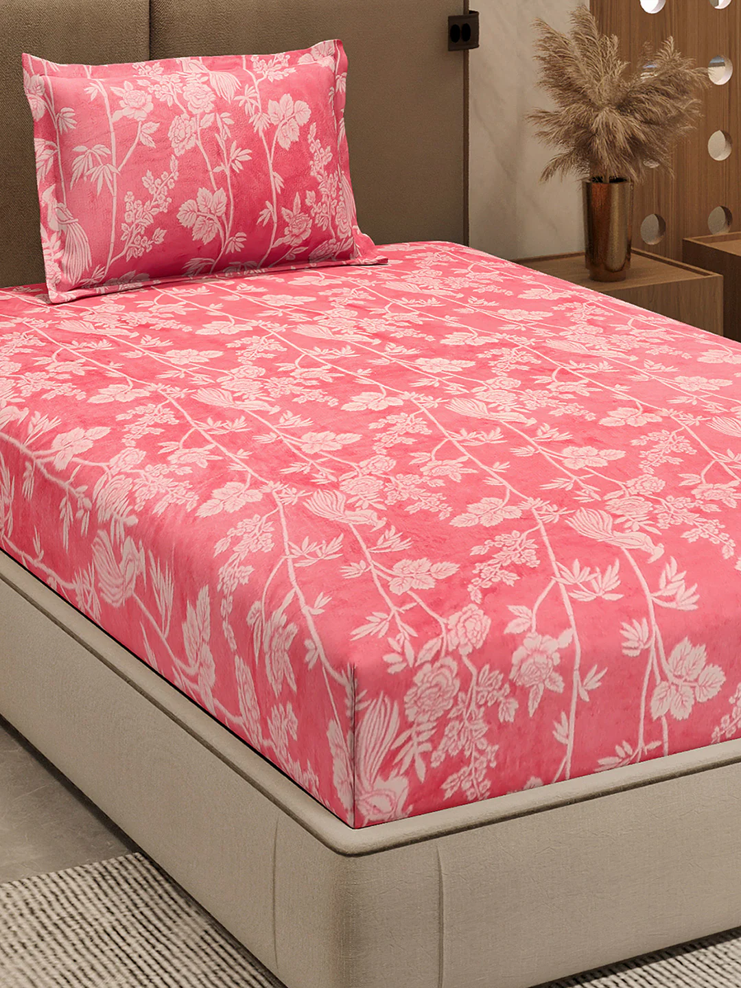 264 GSM 100% Polyester Single Bed 1 Bedsheet with 1 Pillow Cover (Nixie Piece)