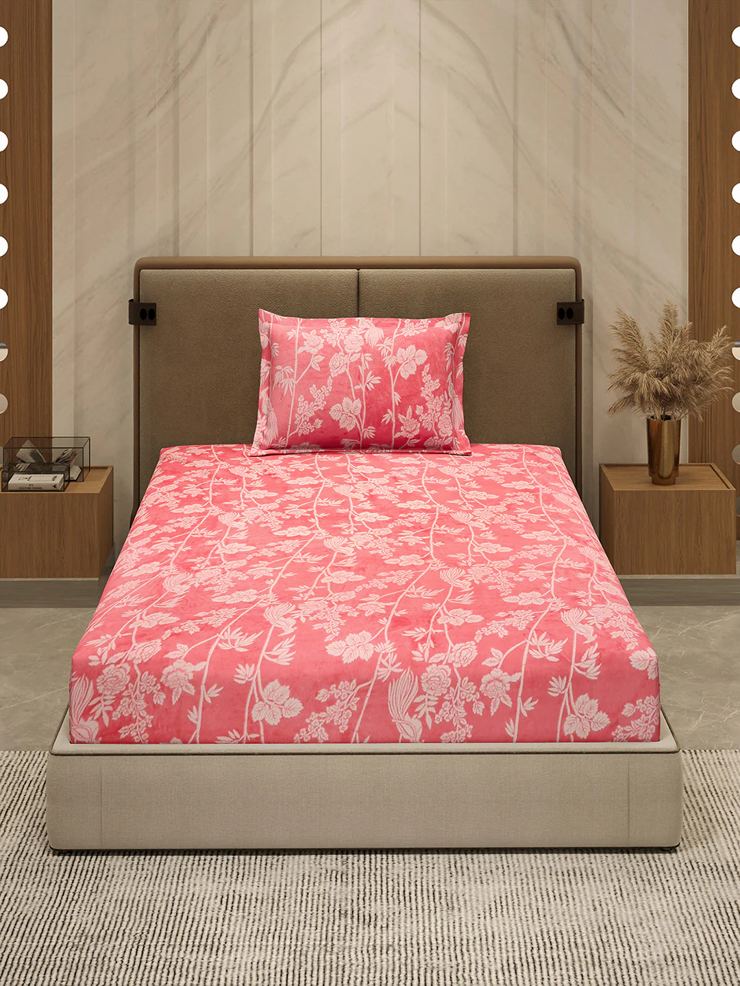 264 GSM 100% Polyester Single Bed 1 Bedsheet with 1 Pillow Cover (Nixie Piece) - Image 2