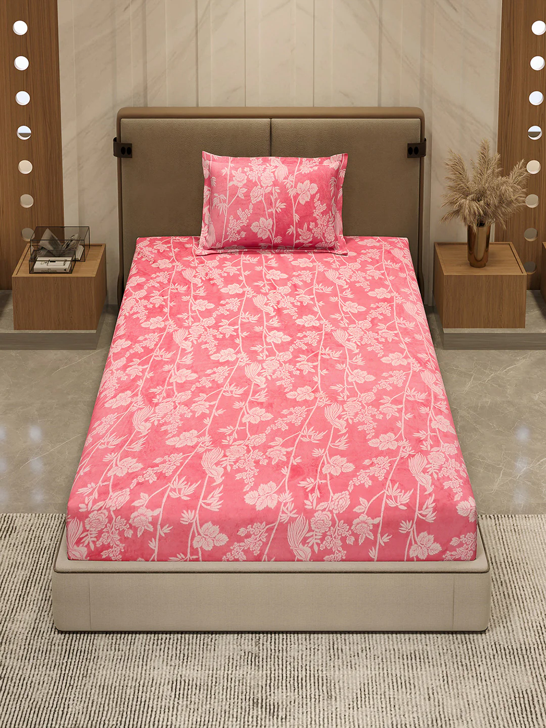 264 GSM 100% Polyester Single Bed 1 Bedsheet with 1 Pillow Cover (Nixie Piece) - Image 3