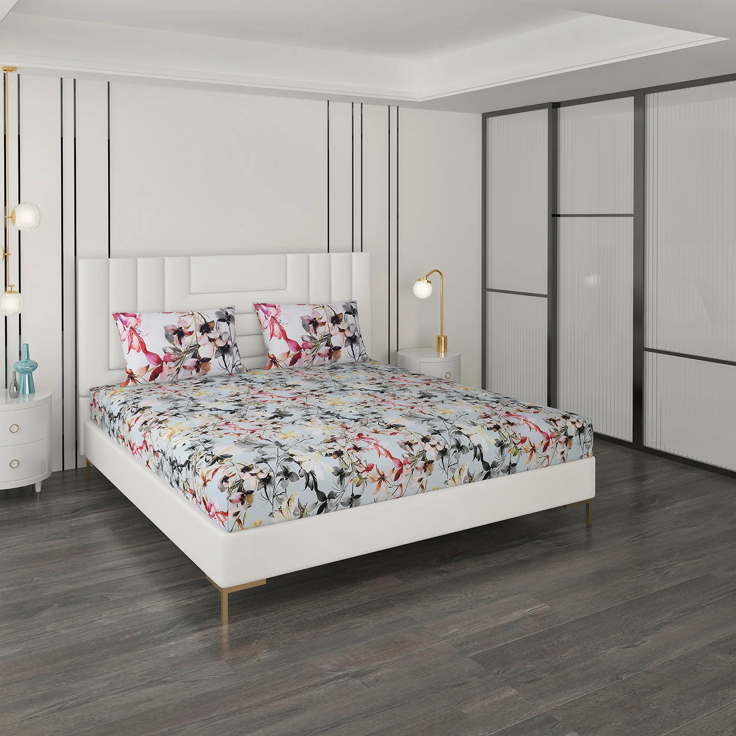 300 TC Cotton Double Bedsheet with 2 Pillow Covers